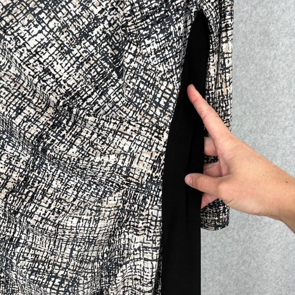 Lauren Ralph Lauren Crosshatch Jersey Sheath Dress Size 12 Neutral Office Ruched - Picture 3 of 13